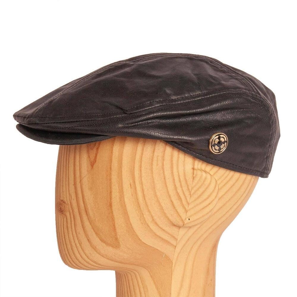 American Hat Makers Leather Bookie Flat Cap