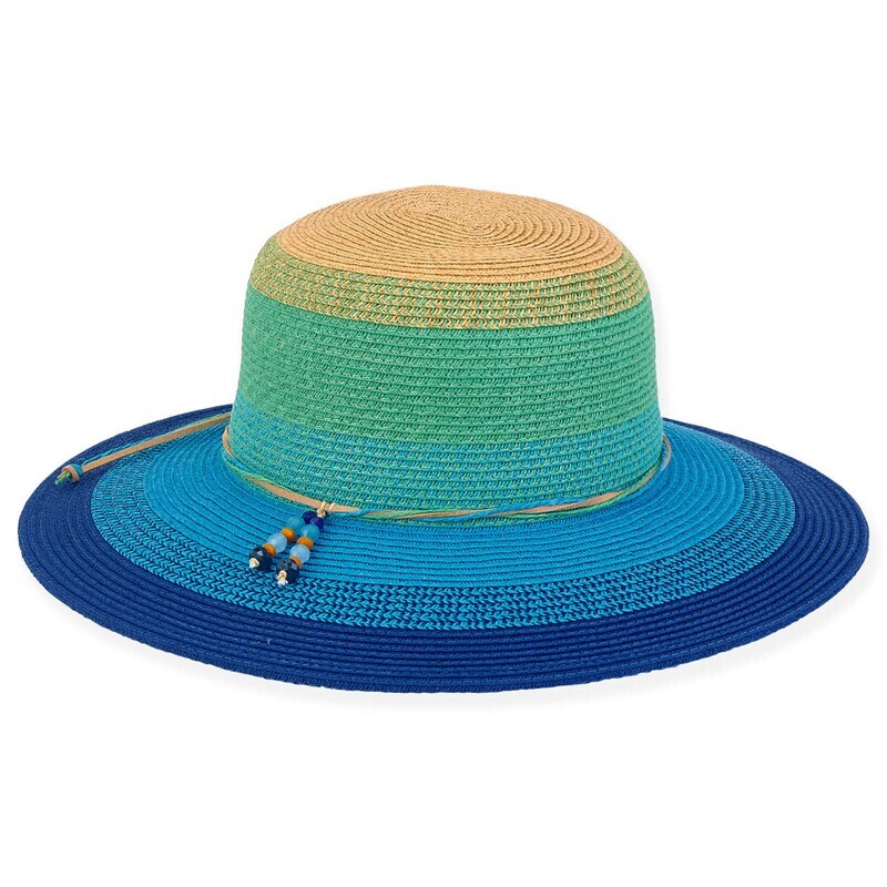 Sunny Dayz  Blue Green Paper Straw Floppy Hat