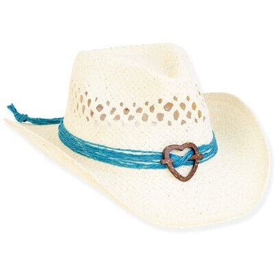 Sunny Dayz Straw Cowboy Hat with Heart