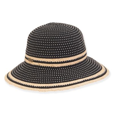 Sun N Sand Raffia Black Ribbon Bucket Hat