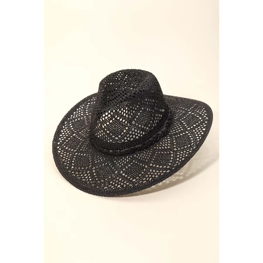Open Weave Paper Braid Black Sun Hat