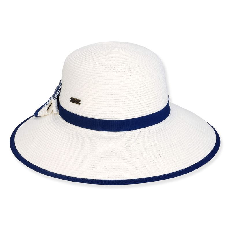 Sun N Sand Paper Braid White Navy Braid Bucket