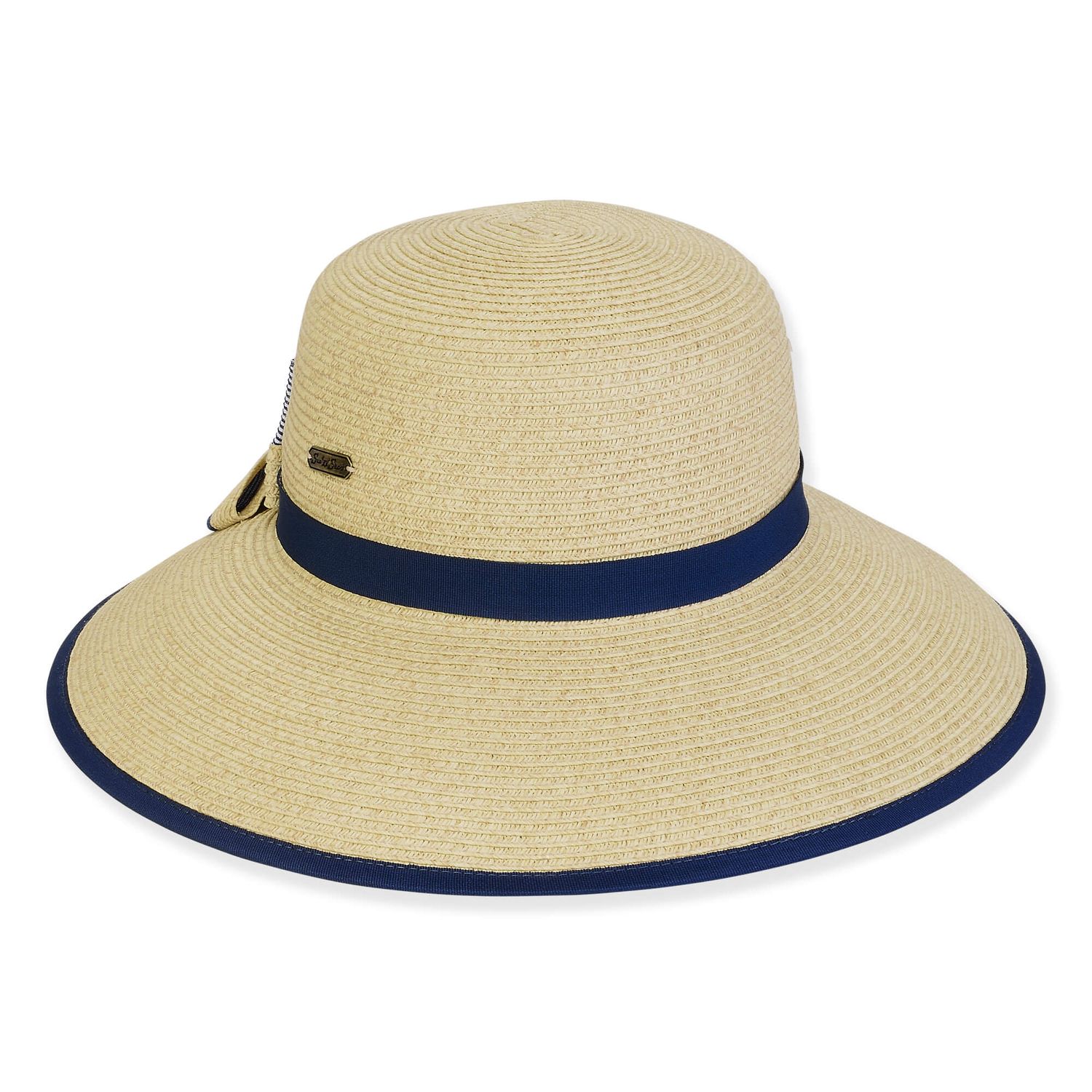 Sun N Sand Paper Braid Beige Navy Braid Bucket