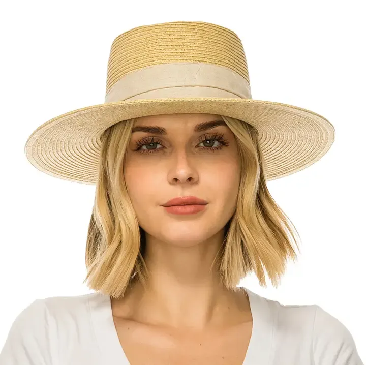 DNMC Straw Boater Linen Band