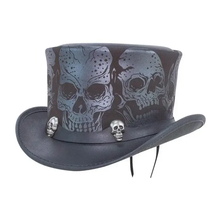 American Hat Makers Biker Skull Top Hat