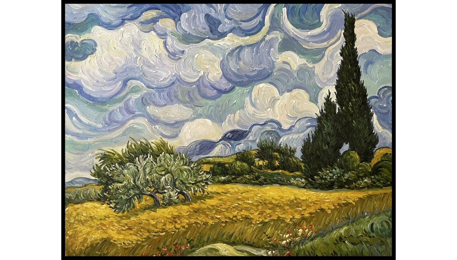 Wheat Field with Cypresses
