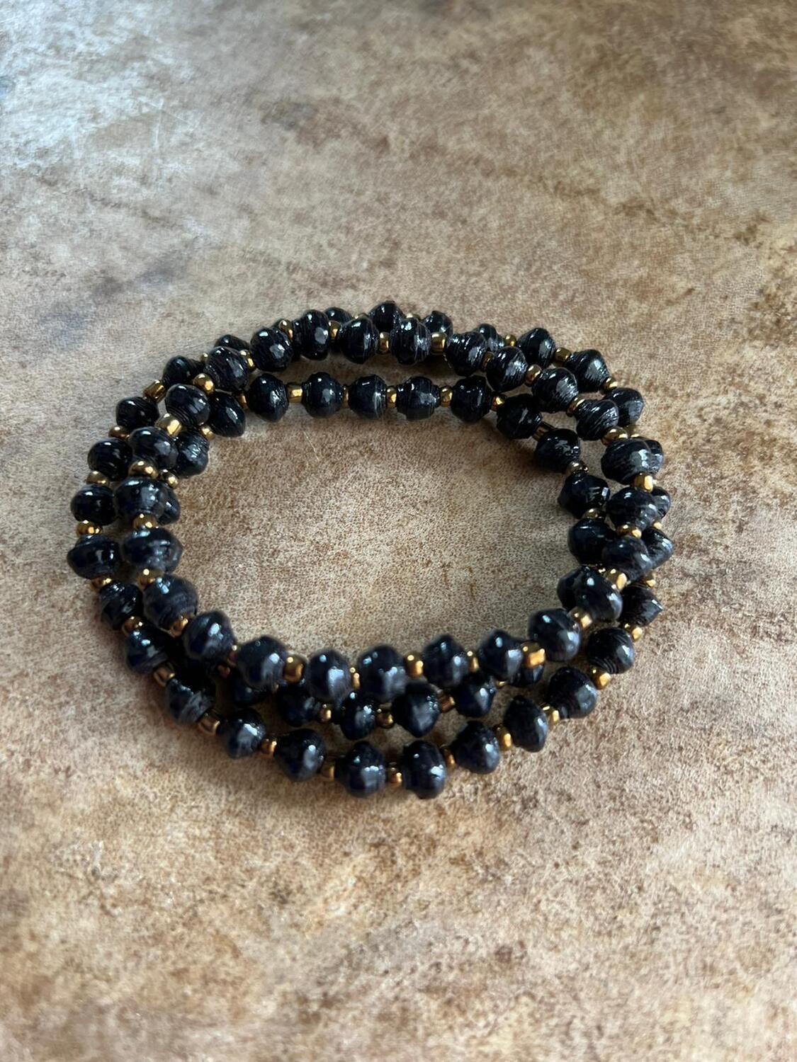 Paper Bead Bracelet (Black)