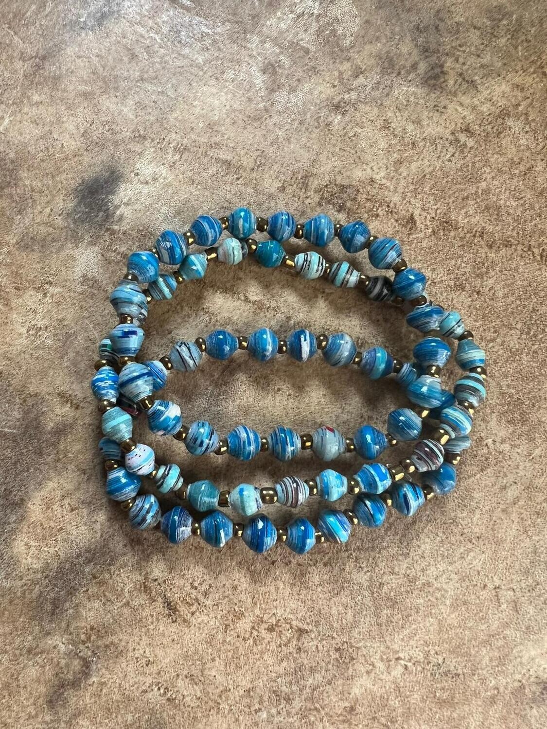 Paper Bead Bracelet (Ocean Blue)