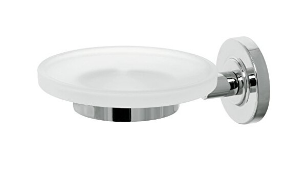 LINEAG PORTA SAPONE IN OTTONE CROMATO E VETRO SATINATO BIANCO-SERIE LIRA