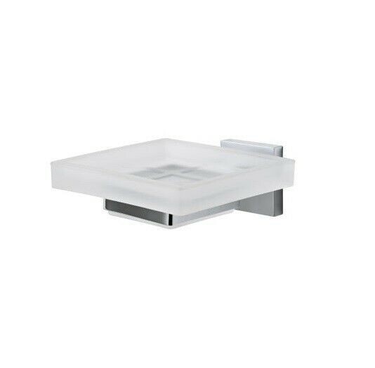 LINEAG PORTA SAPONE IN OTTONE CROMATO E VETRO SATINATO-SERIE DIVA