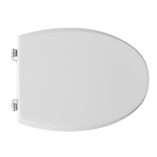 SEDILE COPRIWATER LEGNO POLIESTERE MOD.TONDA SOSPESO BIANCO IDEAL STANDARD-CERNIERE IN OTTONE CROMATO