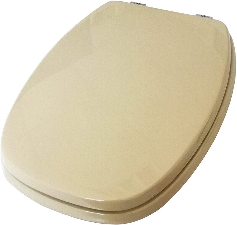 SEDILE COPRIWATER LEGNO POLIESTERE MOD.ITALICA CHAMPAGNE-CERNIERE IN OTTONE CROMATO