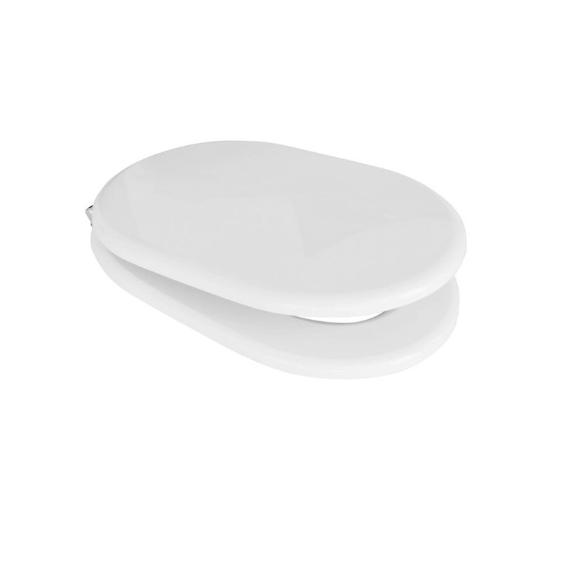 SEDILE COPRIWATER LEGNO POLIESTERE MOD.FIORILE OLD BIANCO EURO-CERNIERE IN OTTONE CROMATO