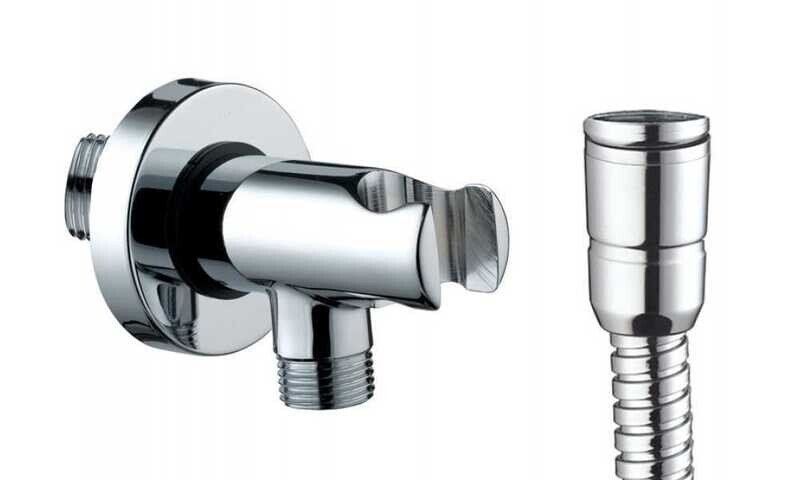 BOSSINI C69005.B SET CON SUPPORTO ARRESTO ACQUA 1/2 M. E FLESSIBILE OTTONE CM.125-CROMATO