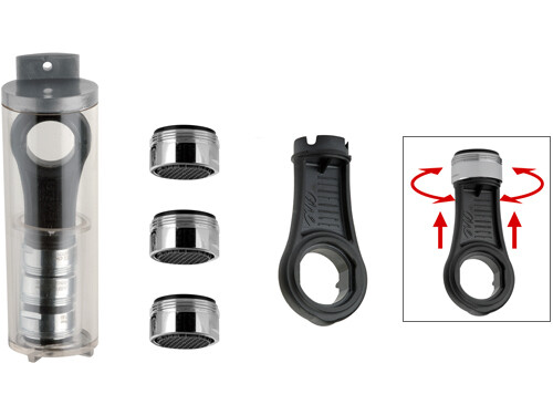 SET COMPLETO DI 3 AREATORI ANTICALCAREE M.24x1 + CHIAVE DI SMONTAGGIO PER PULIZIA