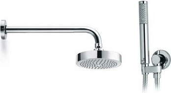 BOSSINI SHOWER CONCEPT SOFFIONE DINAMIC/1 D.140 C/BRACCIO CM.30+KIT DUPLEX ZEN CON FLESSIBILE E SUPPORTO GIREVOLE-CROMATO