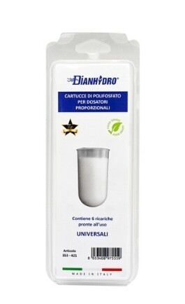 CONF. 6 PZ CARTUCCIE UNIVERSALI 80/GR.DI POLIFOSFATO PER DOSATORI