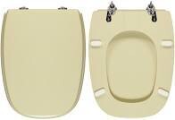 SEDILE COPRIWATER LEGNO POLIESTERE MOD.SQUARE CHAMPAGNE-CERNIERE IN ACCIAIO INOX