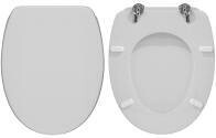 SEDILE COPRIWATER LEGNO POLIESTERE MOD.GARDA  BIANCO-CERNIERE IN OTTONE CROMATO