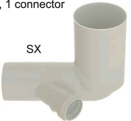 HTSBL CURVA WC ALTA 1 PRESA SINISTRA D.50 GRIGIA