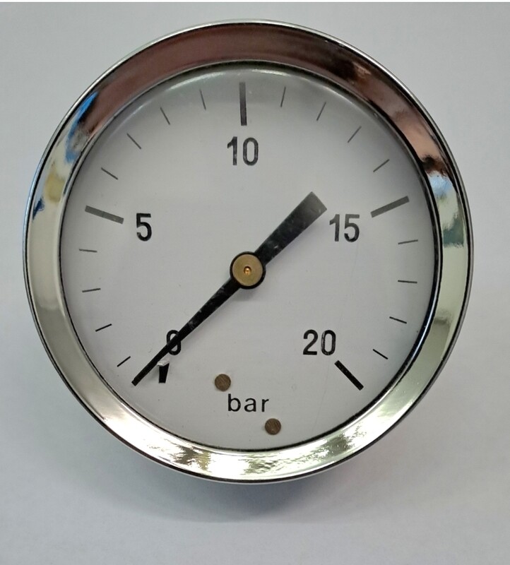 MANOMETRO DN 63 0-20 BAR 1/4 POSTERIORE CASSA ACCIAIO