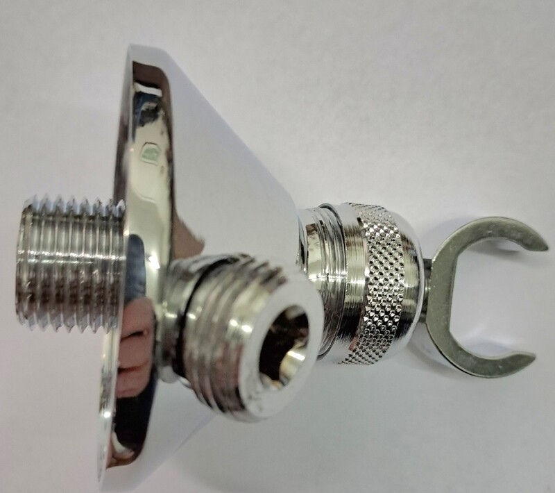 SUPPORTO A MURO SNODATO PER DOCCETTE DUPLEX CON EROGAZIONE-OTTONE CROMATO