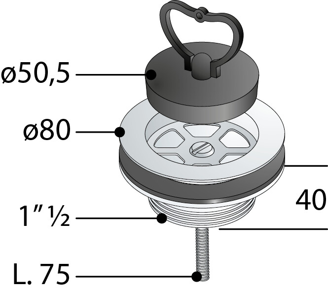 TEA PILETTA UNIVERSALE 1.1/2 IN PP PER LAVELLI CON FORO D.60