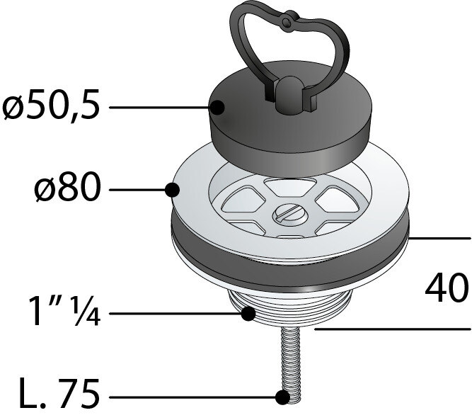 TEA PILETTA UNIVERSALE 1.1/4 IN PP PER LAVELLI CON FORO D.60