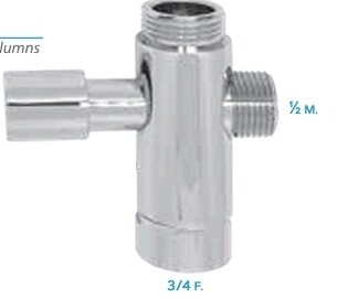 DEVIATORE PER COLONNA DOCCIA M.1/2 x M.3/4xF.3/4 IN OTTONE CROMATO