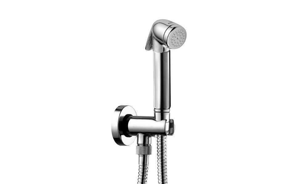 BOSSINI C69009.8 SET IDROGETTO CON SUPPORTO ARRESTO ACQUA 1/2 M. E FLESSIBILE OTTONE CM.80-CROMATO
