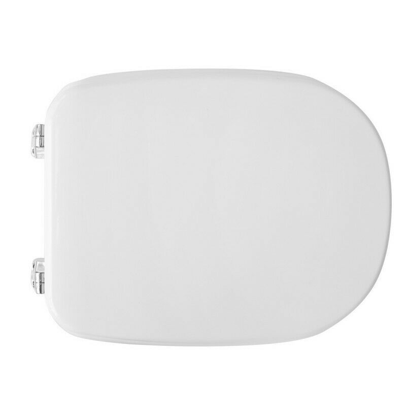 SEDILE COPRIWATER LEGNO POLIESTERE MOD.TESI CLASSIC SOSPESO BIANCO EURO-CERNIERE IN OTTONE CROMATO