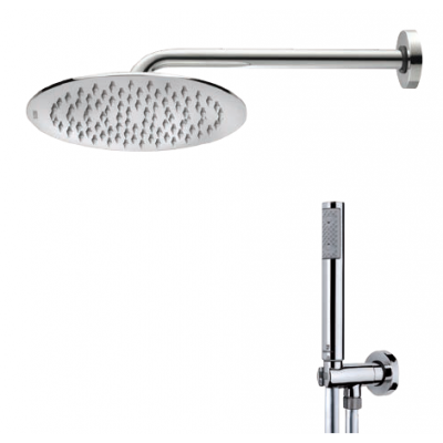 BOSSINI SHOWER CONCEPT SOFFIONE TETIS INOX D.200 CON BRACCIO DOCCIA CM.30 E DOCCETTA ZEN - CROMATO