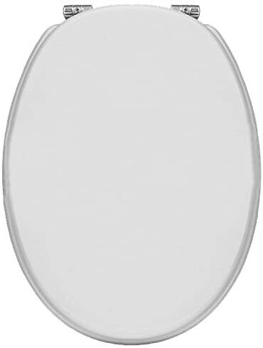 SEDILE COPRIWATER LEGNO POLIESTERE MOD.PERLA CLASSIC BIANCO-CERNIERE IN OTTONE CROMATO