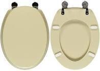 SEDILE COPRIWATER LEGNO POLIESTERE MOD.ELISSE CHAMPAGNE-CERNIERE OTTONE CROMATO