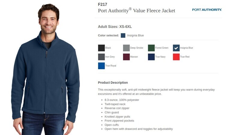 Port Authority® Fleece Jacket  with CCR Logo Embroidered on Left Chest.                      MEN