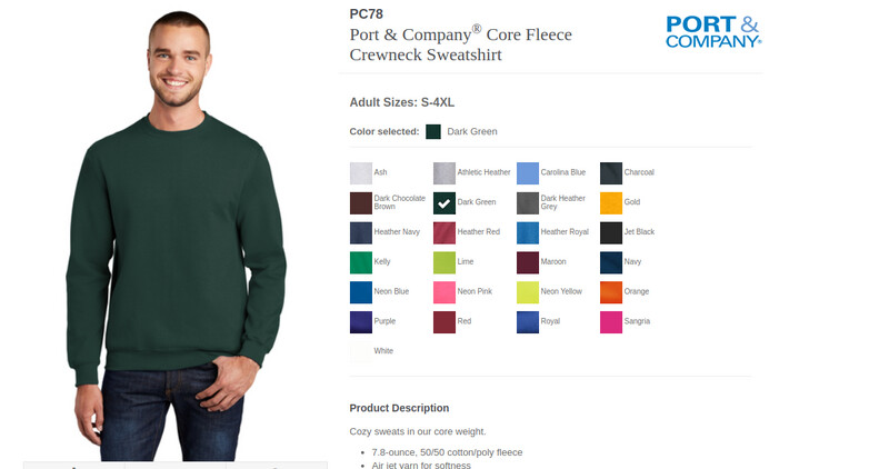Fleece Crewneck Sweatshirt with CCR Logo Embroidered