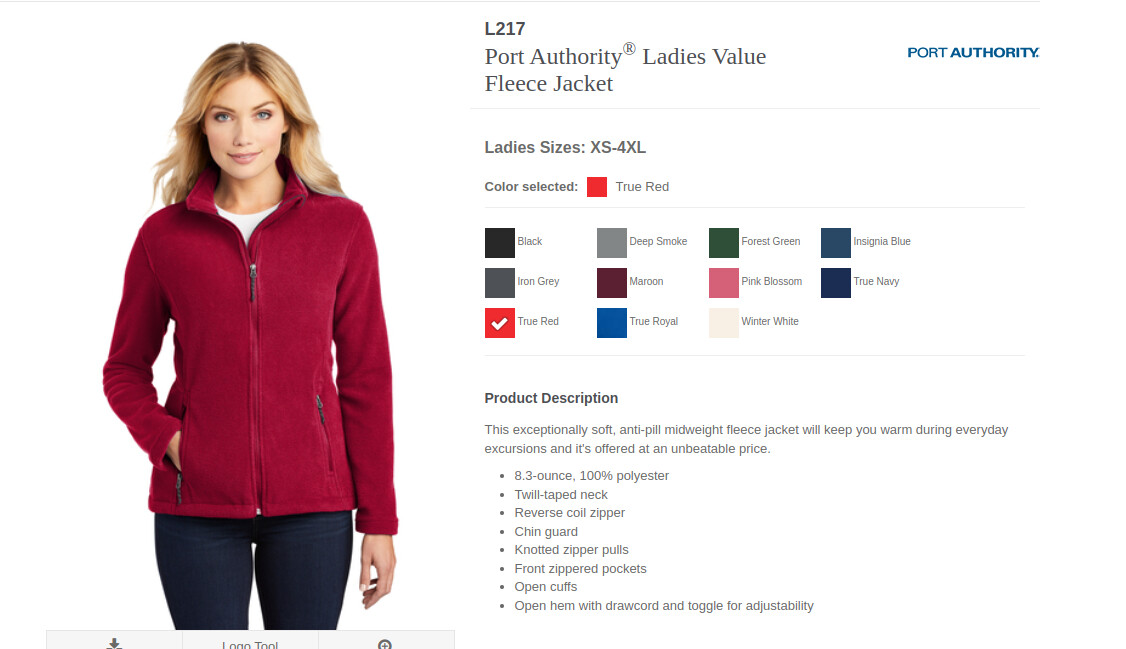 Port Authority® Fleece Jacket  with CCR Logo Embroidered on Left Chest. LADIES
