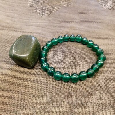 Energized Green Jade Bracelet + Pebble Combo