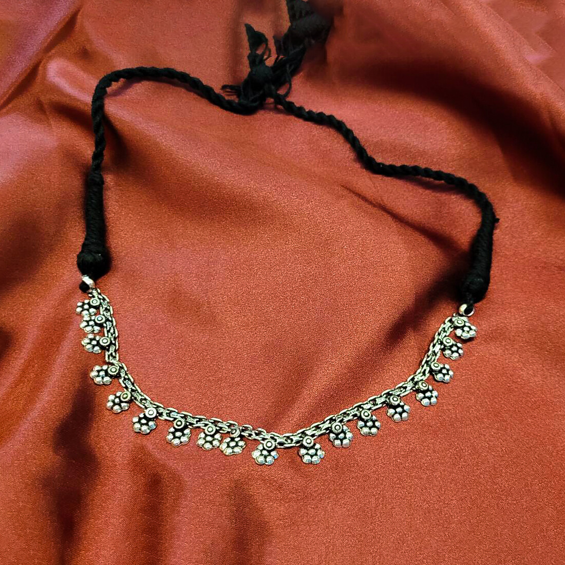 Oxidized Choker Thread Necklace