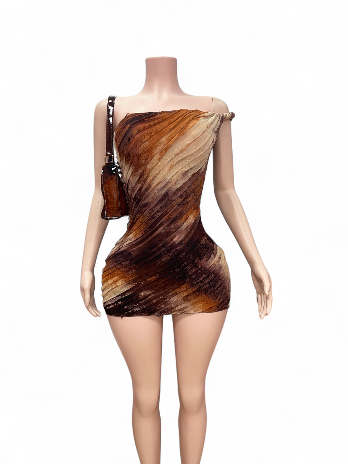 One Shoulder Tie Dye Mini Dress