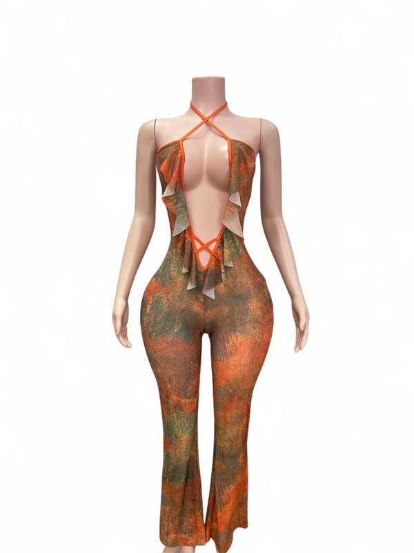 Tie-dye Halter Jumpsuit