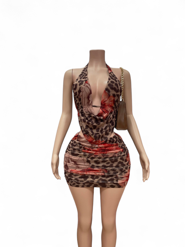 Leopard Flower Print 2Pc Set