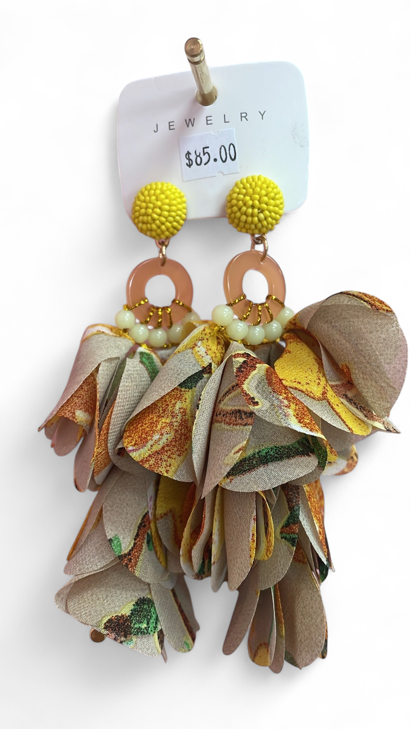 Yellow Petal Shaped Earrings