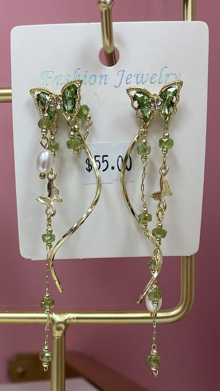 Green Butterfly Earrings