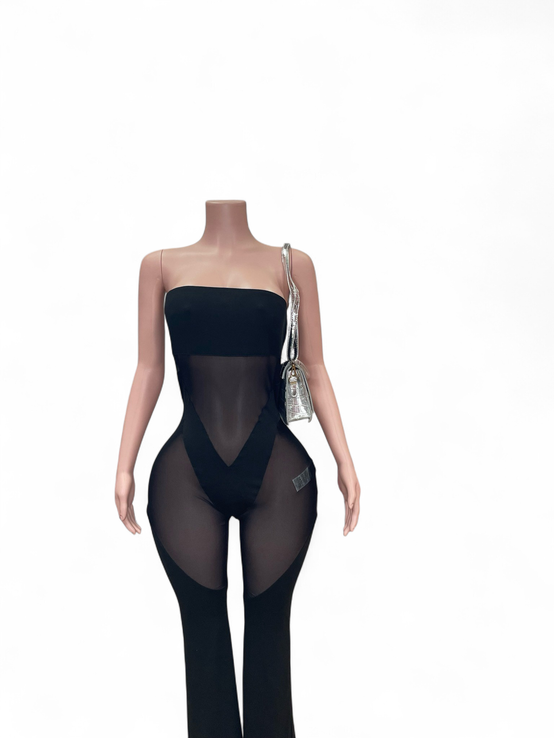 Mesh Flared Pants Jumpsuit