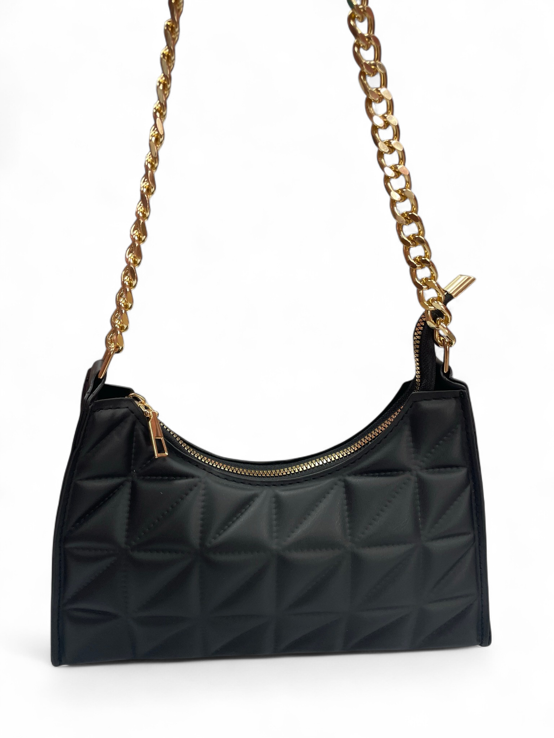 Quilted Detail Chain Bag- Black