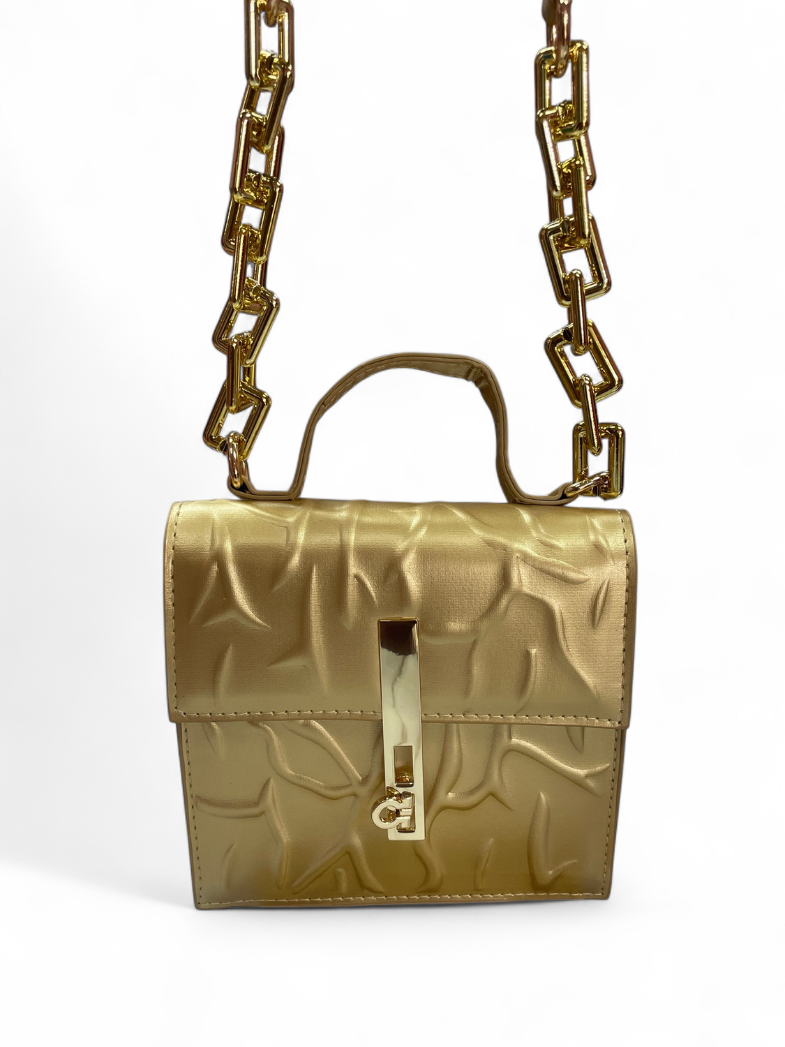 Gold Crocodile Pattern Bag