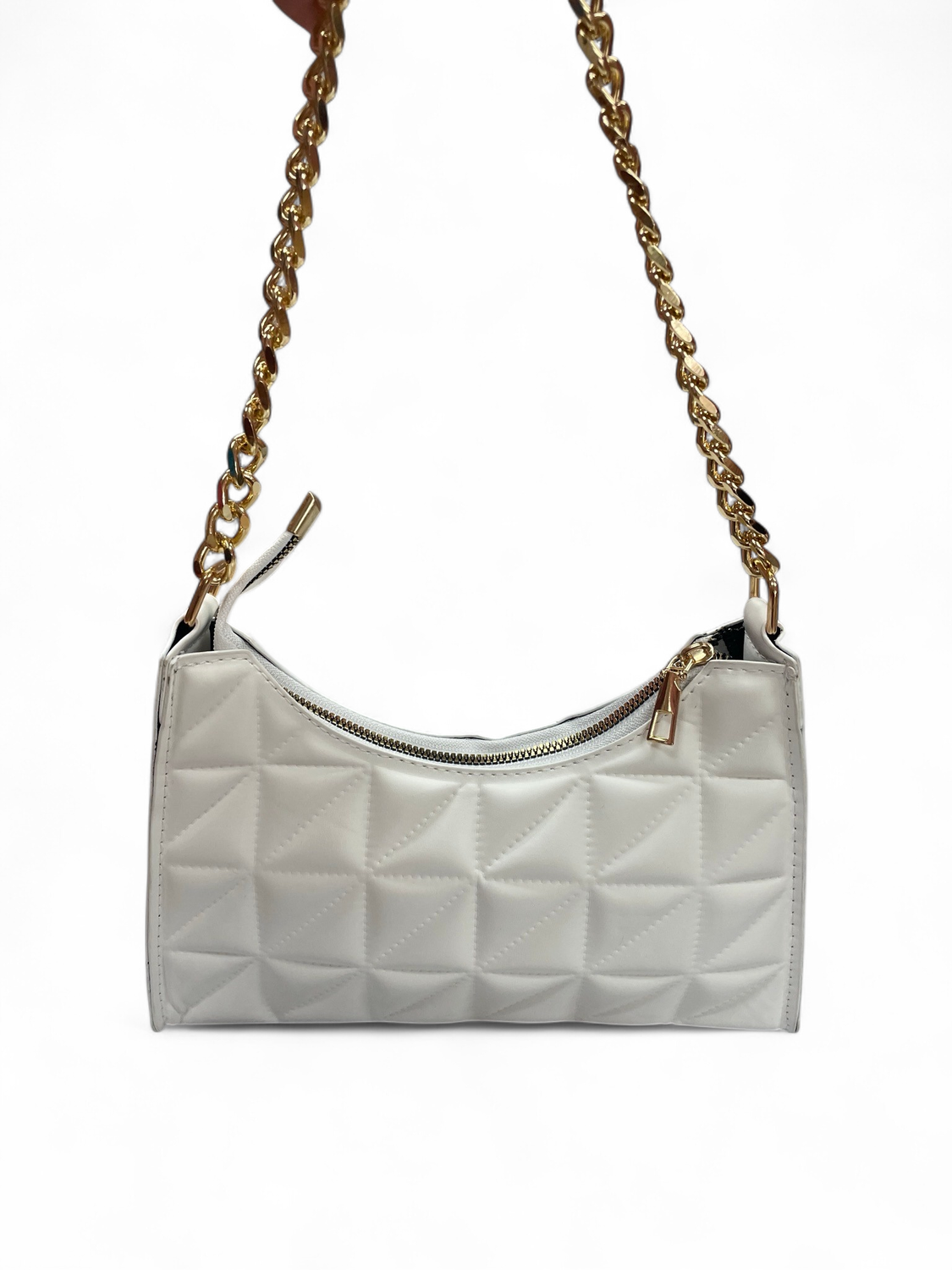 Quilted Detail Chain Bag-White