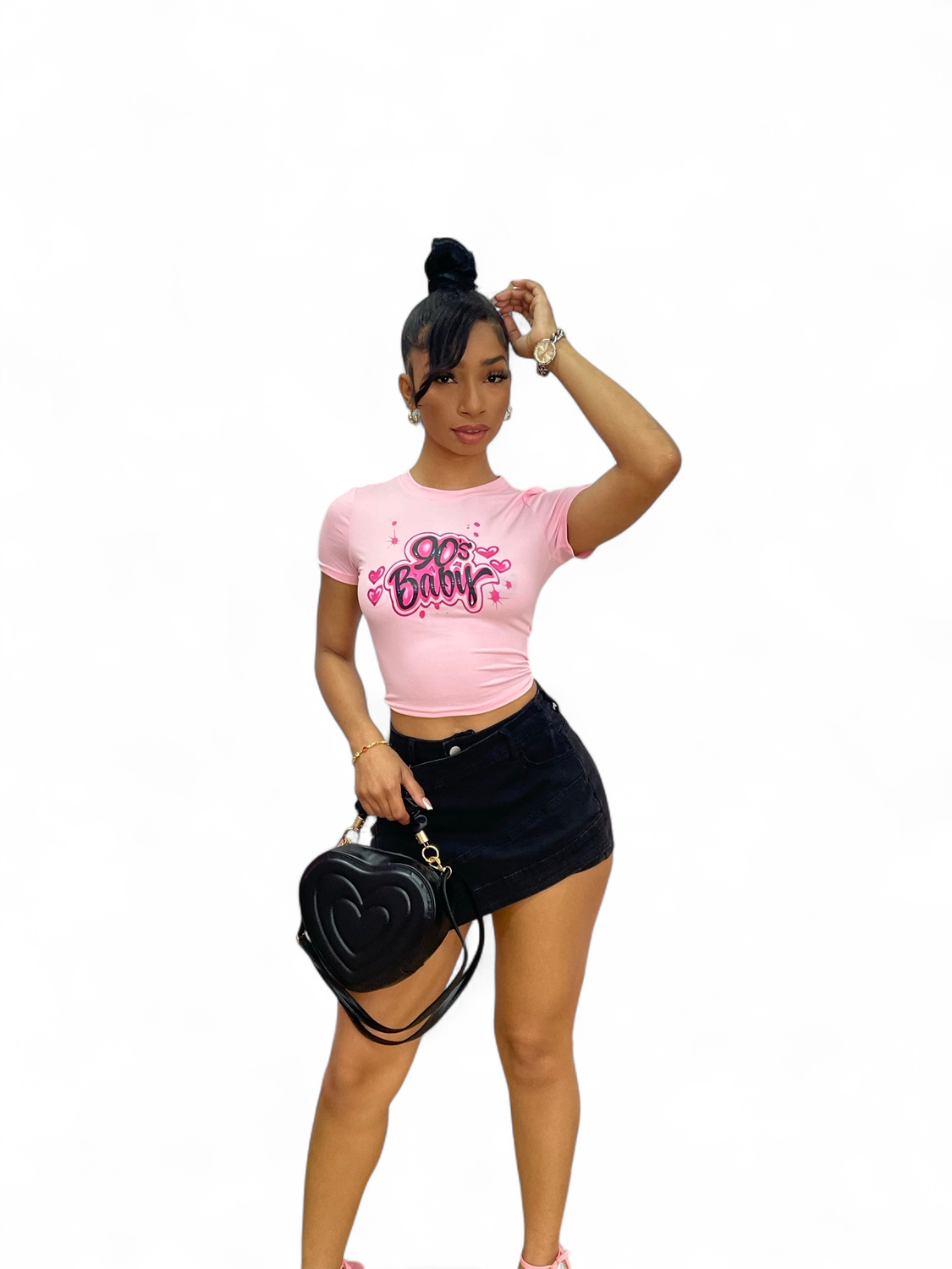 Black Denim Skort
