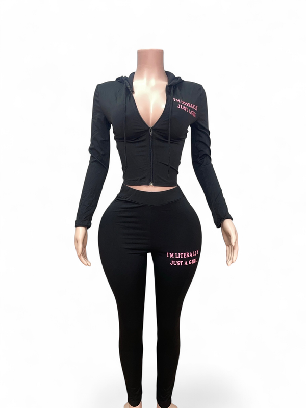 Sports Zipper Hoodie Jacket Set